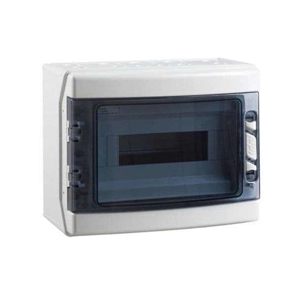 Coffret apparent IP65 avec porte transparente 1 x 12 modules + bornier de terre vue 1
