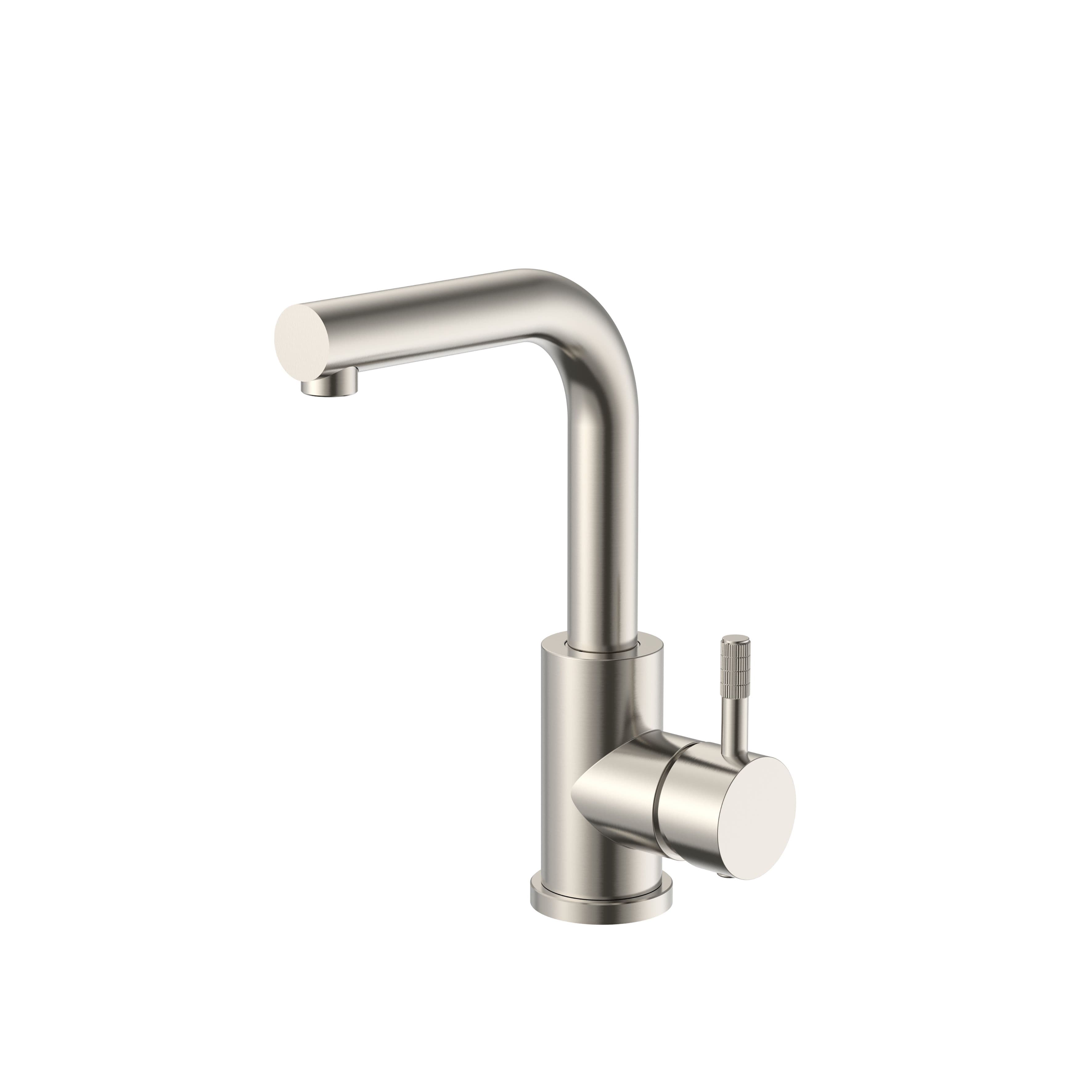 STRIA MITIGEUR LAVABO/ÉVIER – BEC DROIT – MOBILE – DÉMARRAGE À FROID – POIGNÉE AVEC STRUCTURE STRIÉE RAFFINÉE – SANS BONDE – ACIER INOX BROSSÉ vue 1