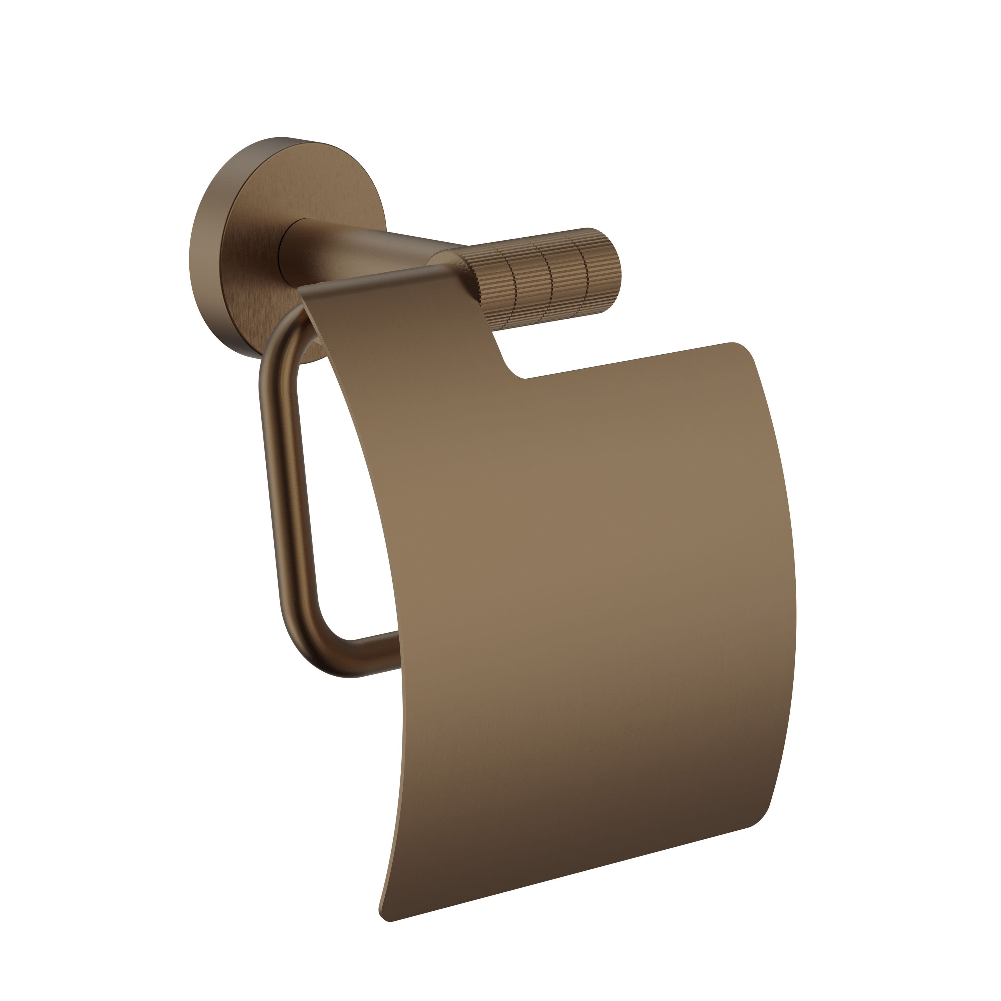 STRIA PORTE-PAPIER TOILETTE AVEC COUVERCLE – FINITION AVEC STRUCTURE STRIÉE RAFFINÉE – BRUN BRONZÉ (PVD) vue 1