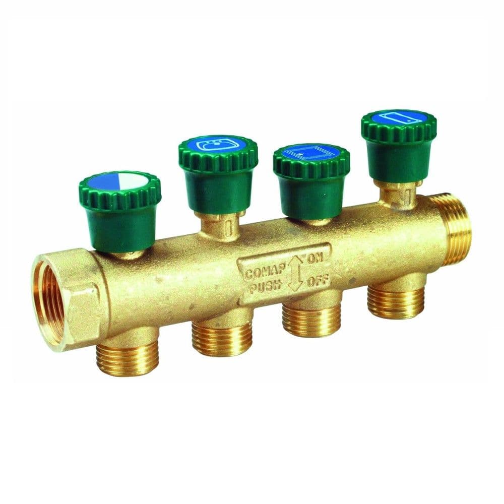 Comap collecteur robinet d'arrêt intégré 3/4"MF M22 entraxe 35mm 2circuits vue 1