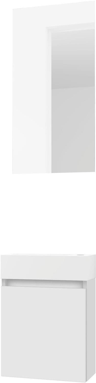 LAVE-MAINS FORM MINI PORCELAINE MAT WIT/ 1 PORT/MIROIR POUDRE BLANC vue 1