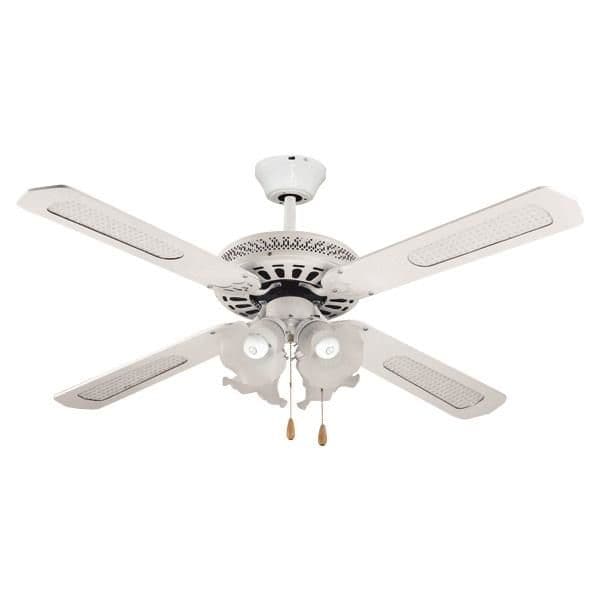 Ventilateur décoratif avec 4 lampes E27 Blanc diamètre 130 70W vue 1