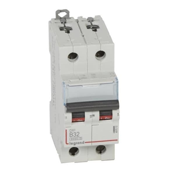 Disjoncteur DX³ 6000A / 10kA 2 pôles courbe B 32A 230 / 400V - 2 modules vue 1