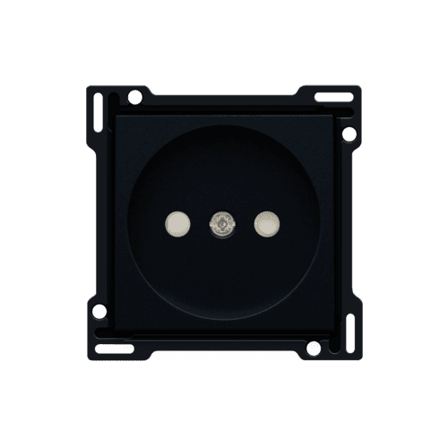 Set de finition pour prise de courant sans terre, avec obturateurs de protection, profondeur d’encastrement de 21 mm, couleur black coated vue 1