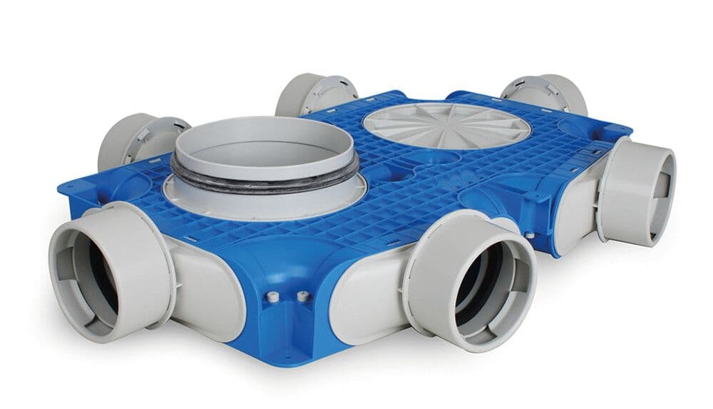 Vent-Axia TVG-90-180 collecteur principal 6 x D 90 mm et D 180 mm H 80 mm vue 1