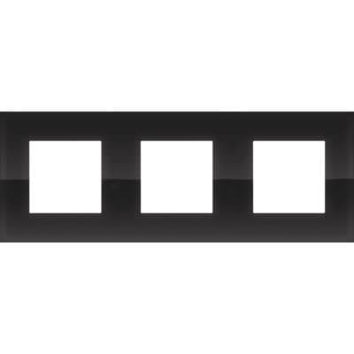 Triple plaque de recouvrement de 71mm d'entraxe Niko Pure liquid Black vue 1
