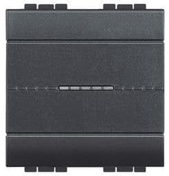 LivingLight - poussoir axial 1 pôle NO 10A 250V 2 modules bornes automatiques Anthracite vue 1