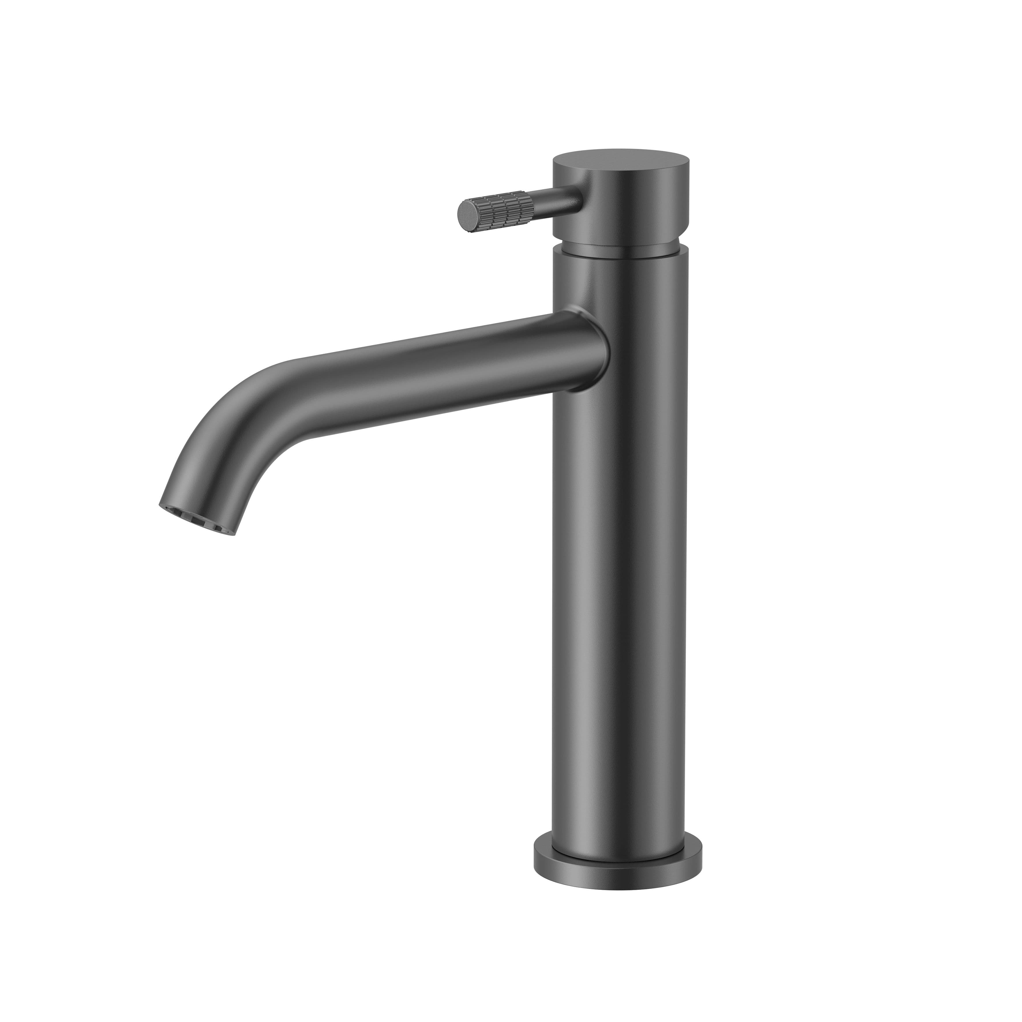 STRIA MITIGEUR LAVABO – DÉMARRAGE À FROID – POIGNÉE AVEC STRUCTURE STRIÉE RAFFINÉE – SANS BONDE – GUNMETAL (PVD) vue 1