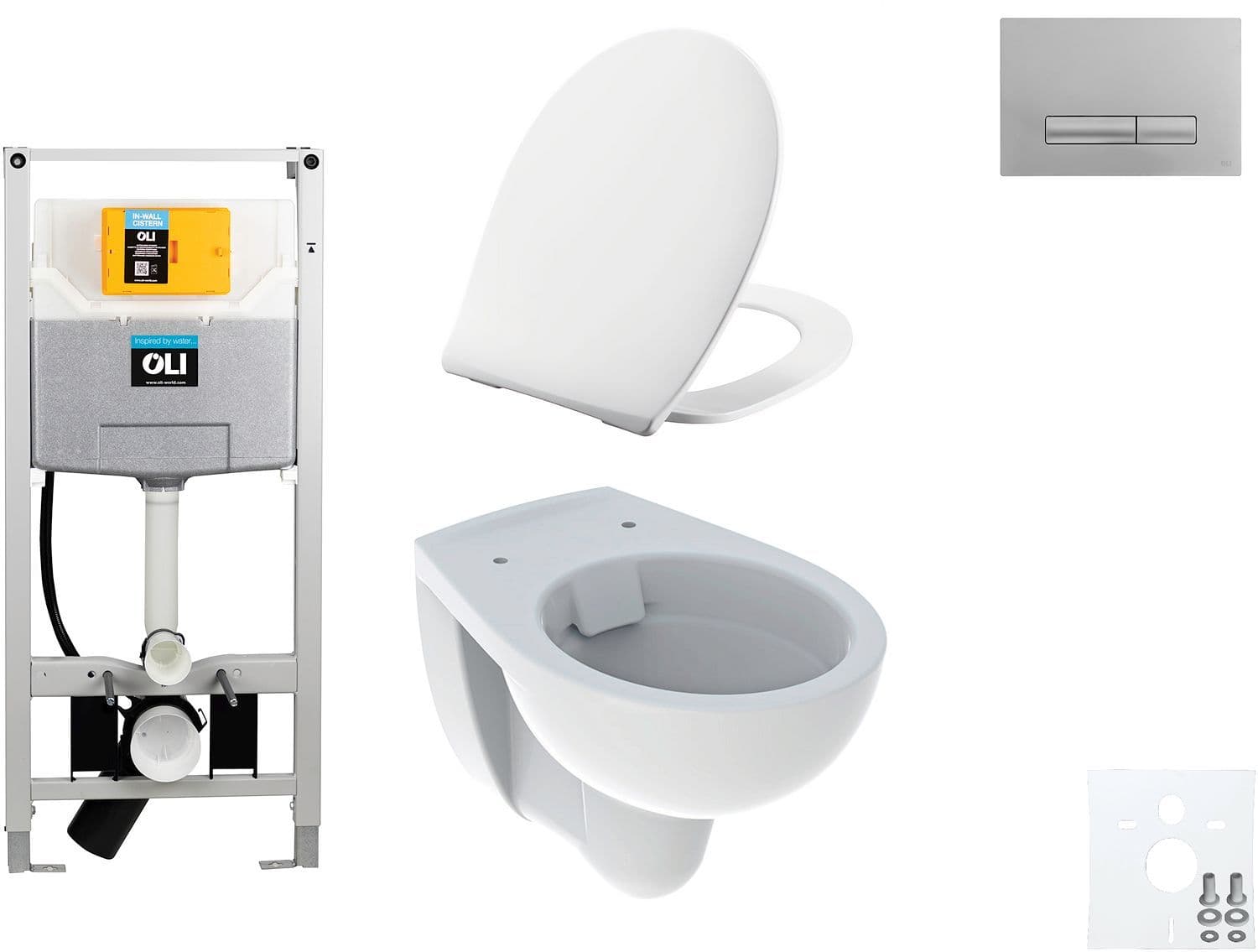 WALLFIX OLI WC SUSPENDU BASTIA RIMFREE PERSSALIT T SOFTCLOSE + LIFT-OFF GLAM MAT CHROME vue 1