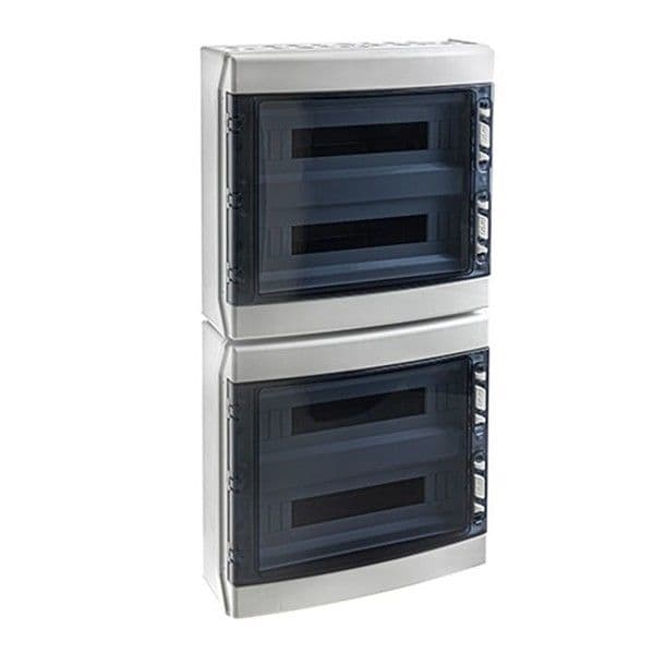 Coffret apparent IP65 avec porte transparente 72 modules + bornier de terre vue 1