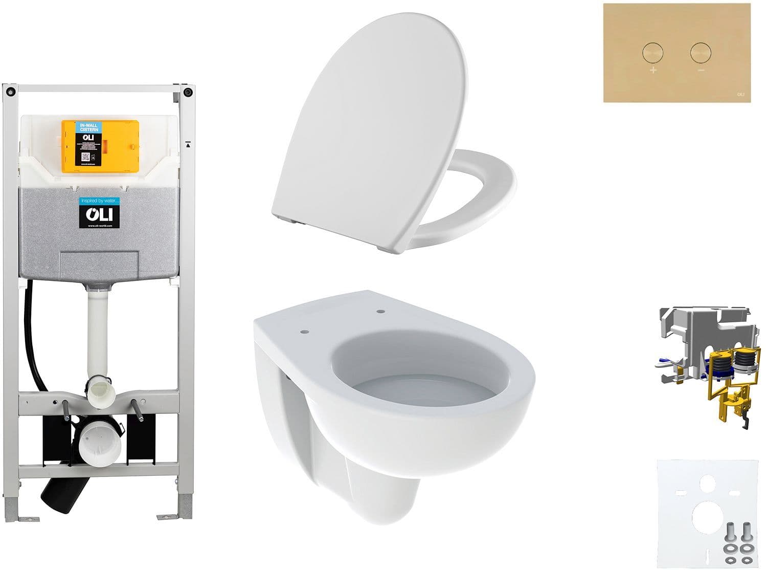 WALLFIX OLI WC SUSPENDU BASTIA D600 SOFTCLOSE + LIFT-OFF BLINK WHITE GOLD vue 1