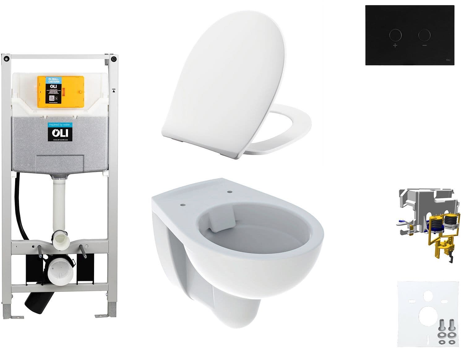 WALLFIX OLI WC SUSPENDU BASTIA RIMFREE PERSSALIT T SOFTCLOSE + LIFT-OFF BLINK NOIR vue 1