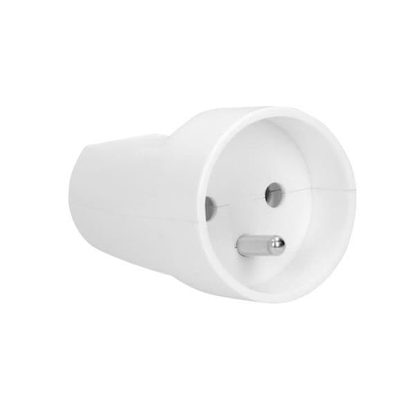 Fiche femelle 2 pôles + T 16A 250V Blanche vue 1