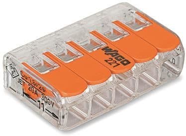 Borne de raccordement compact borne pour 5 conducteurs avec leviers de manipulation, Transparent. vue 1