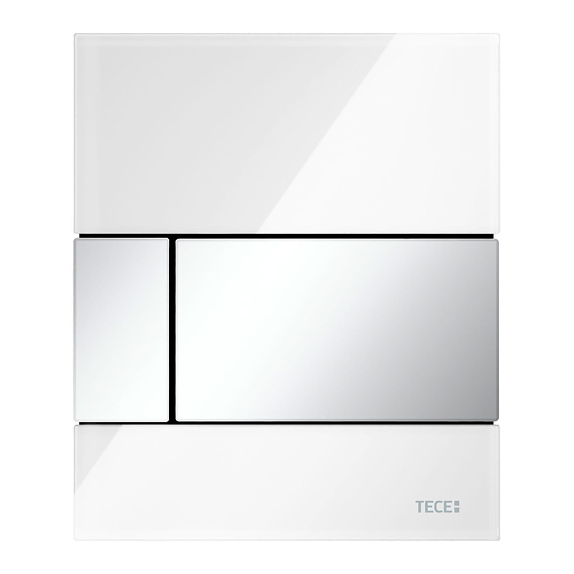 TECESQUARE GLASS - PLAQUE DE DÉCLENCHEMENT URINOIR - CARTOUCHE INCLUSE - VERRE - VERRE BLANC BRILLANT - TOUCHE CHROMÉ BRILLANT vue 1