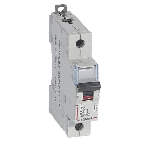 Disjoncteur DX³ 6000A / 10kA 1 pôle courbe B 63A 230 / 400V - 1 module vue 1