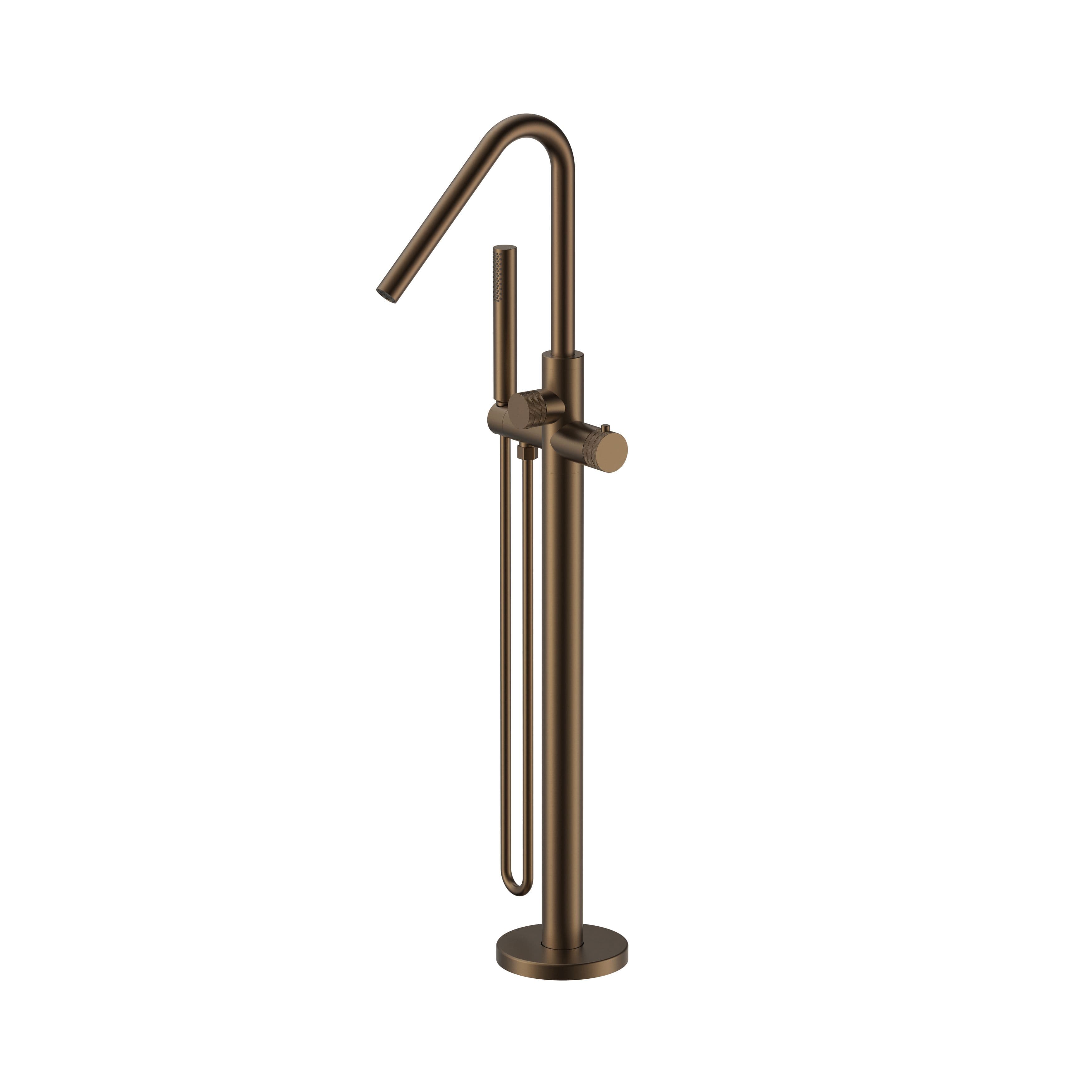 STRIA MITIGEUR DE BAIN – INDÉPENDANT – THERMOSTATIQUE – AVEC DOUCHETTE ET FLEXIBLE – BOUTONS AVEC STRUCTURE STRIÉE - BELGAQUA - BRUN BRONZÉ (PVD) vue 1