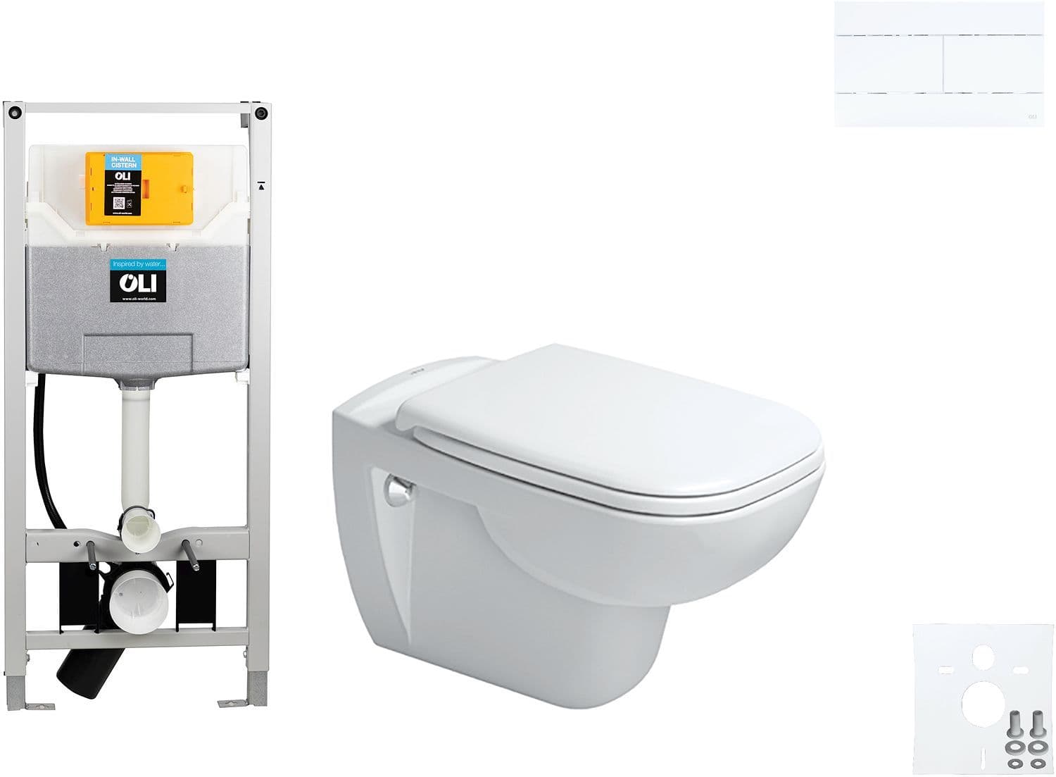 WALLFIX OLI WC SUSPENDU D-CODE DURAVIT CODE SOFT-CLOSE SLIM BLANC vue 1