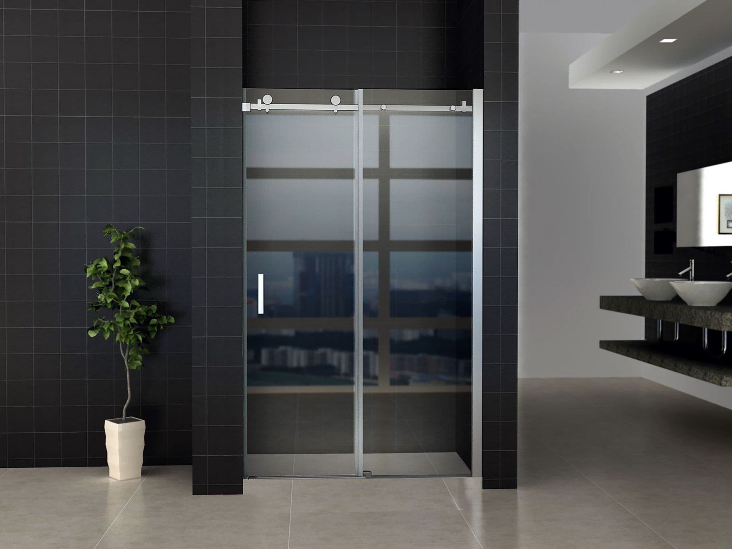 ALONI PORTE COULISSANTE POUR NICHE - 1200X2000MM - CHROME-VERRE CLAIR vue 1