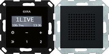 Radio RDS encastrée avec un haut-parleur Noir mat (laqué) module rapporté de commande en optique vue 1
