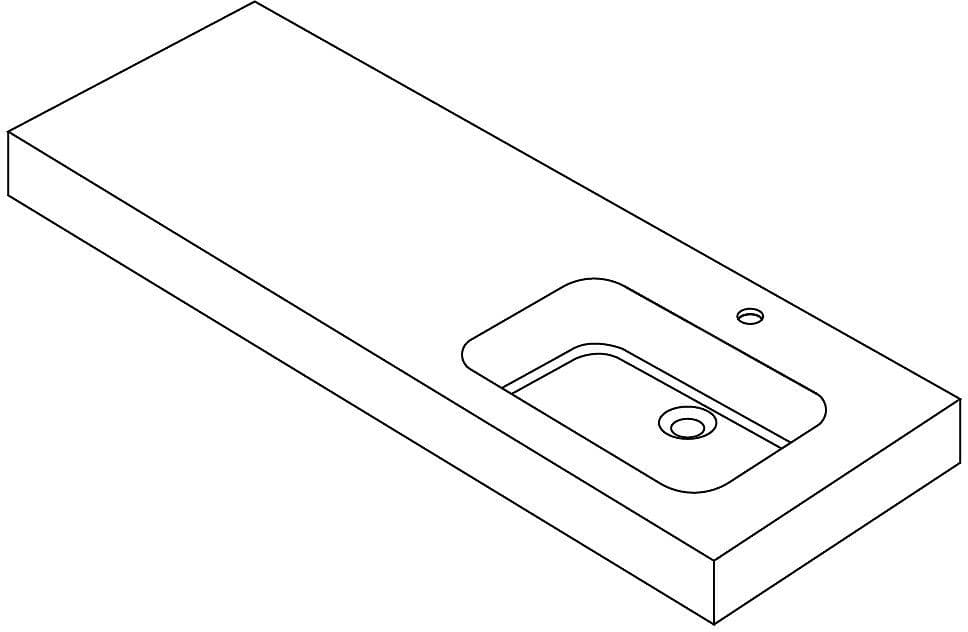 TABLET PURO 140CM 1 LAVABO DROITE SOLID BLANC MAT vue 1