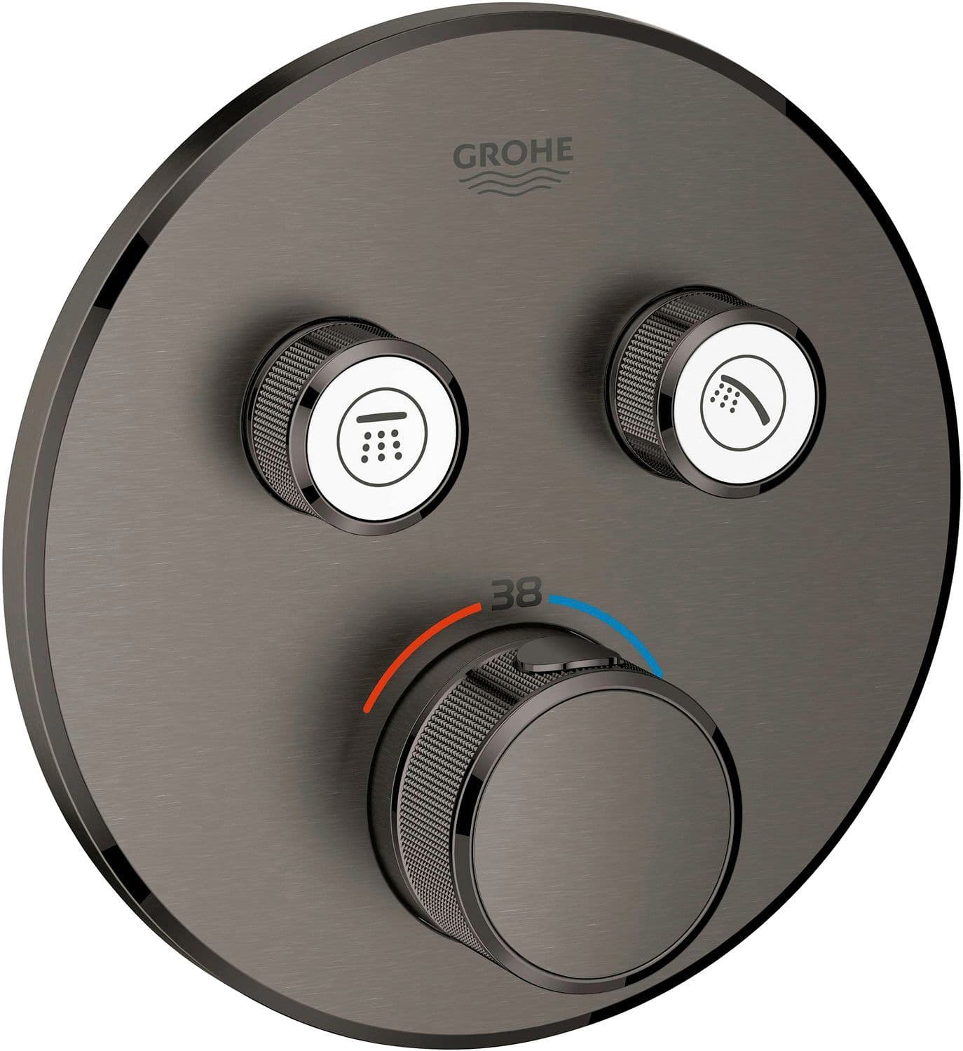 SET DE FINITION THERMOSTAT+ 2 ROBINETS D'ARRET SMARTCONTROL FG RONDE BRUSHED HAR GRAPHITE vue 1