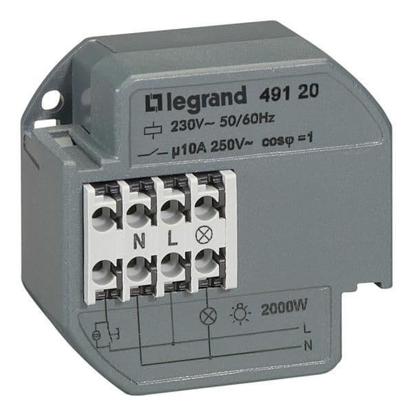 Télérupteur silencieux encastré unipolaire 10 AX - 230Vac - 50 / 60Hz vue 1