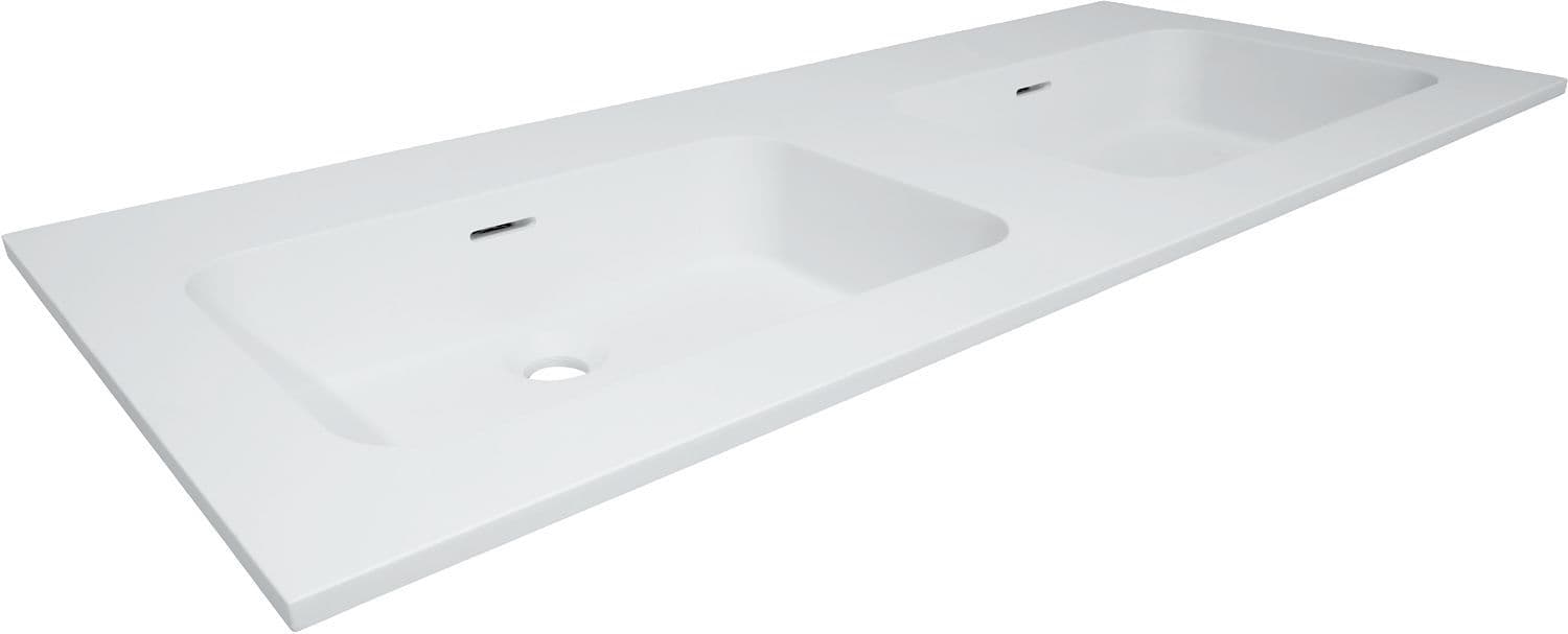 TABLETTE COMBO/MOLTO/PURO 180X50CM 2 LAVABO SOLID BLANC vue 1