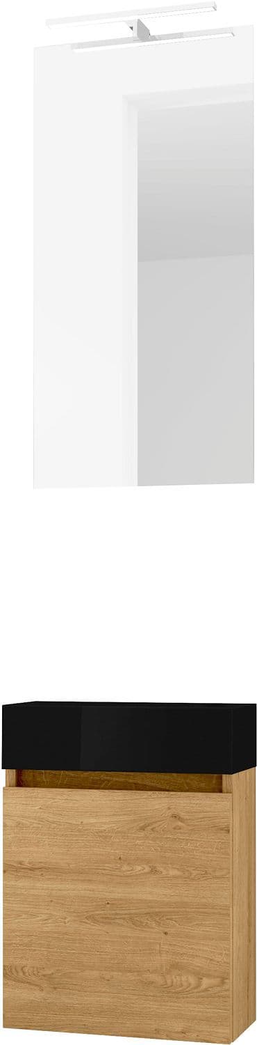 LAVE-MAINS FORM MINI PORCELAINE NORDIC/ 1 PORT/MIROIR/LUMIERE LED CHENE NORDIC vue 1
