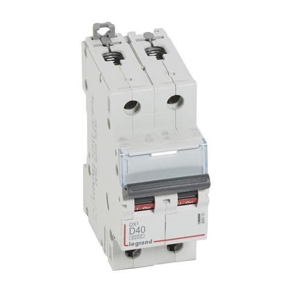 Disjoncteur DX³ 6000A / 10kA 2 pôles courbe D 40A 400V 2 modules vue 1