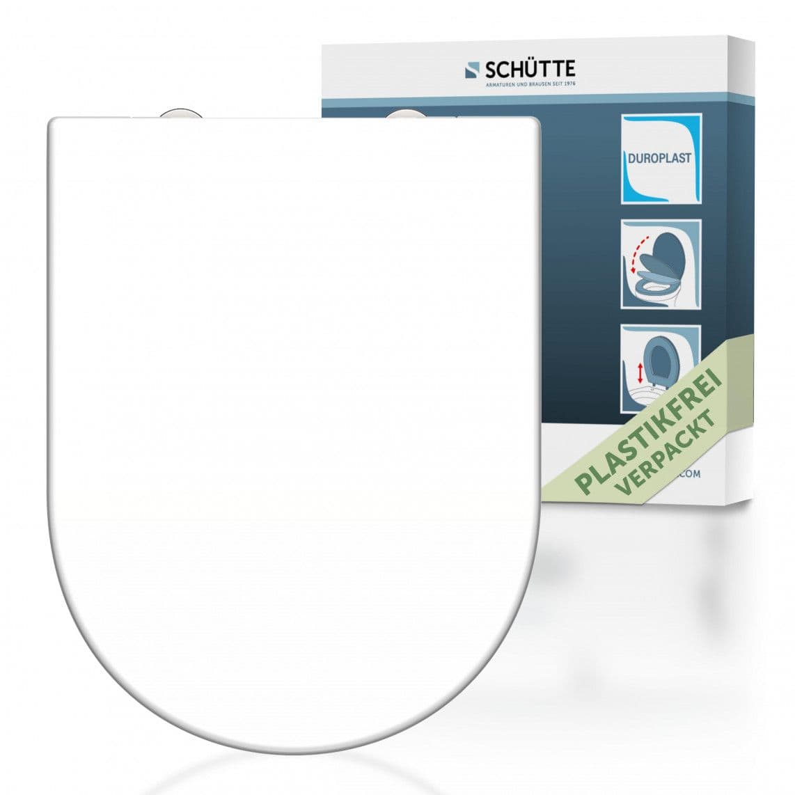 82910 abattant WC en Duroplast en forme de D WHITE, avec frein de chute et déclipsable vue 1