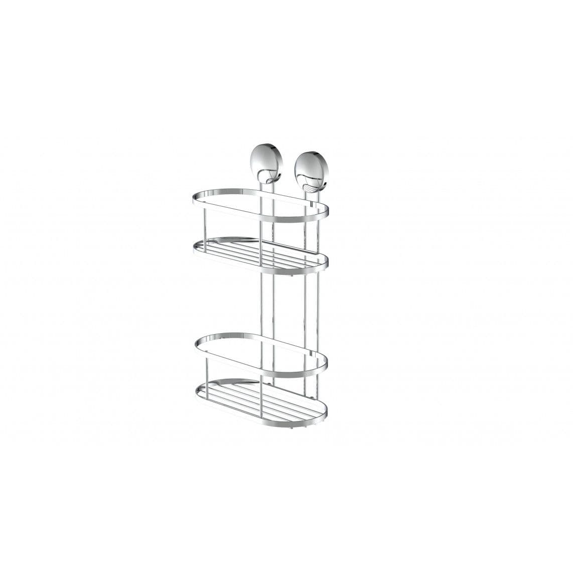 BA0204 tablette murale pour douche 2 niveaux, chromé, à coller ou vis vue 1