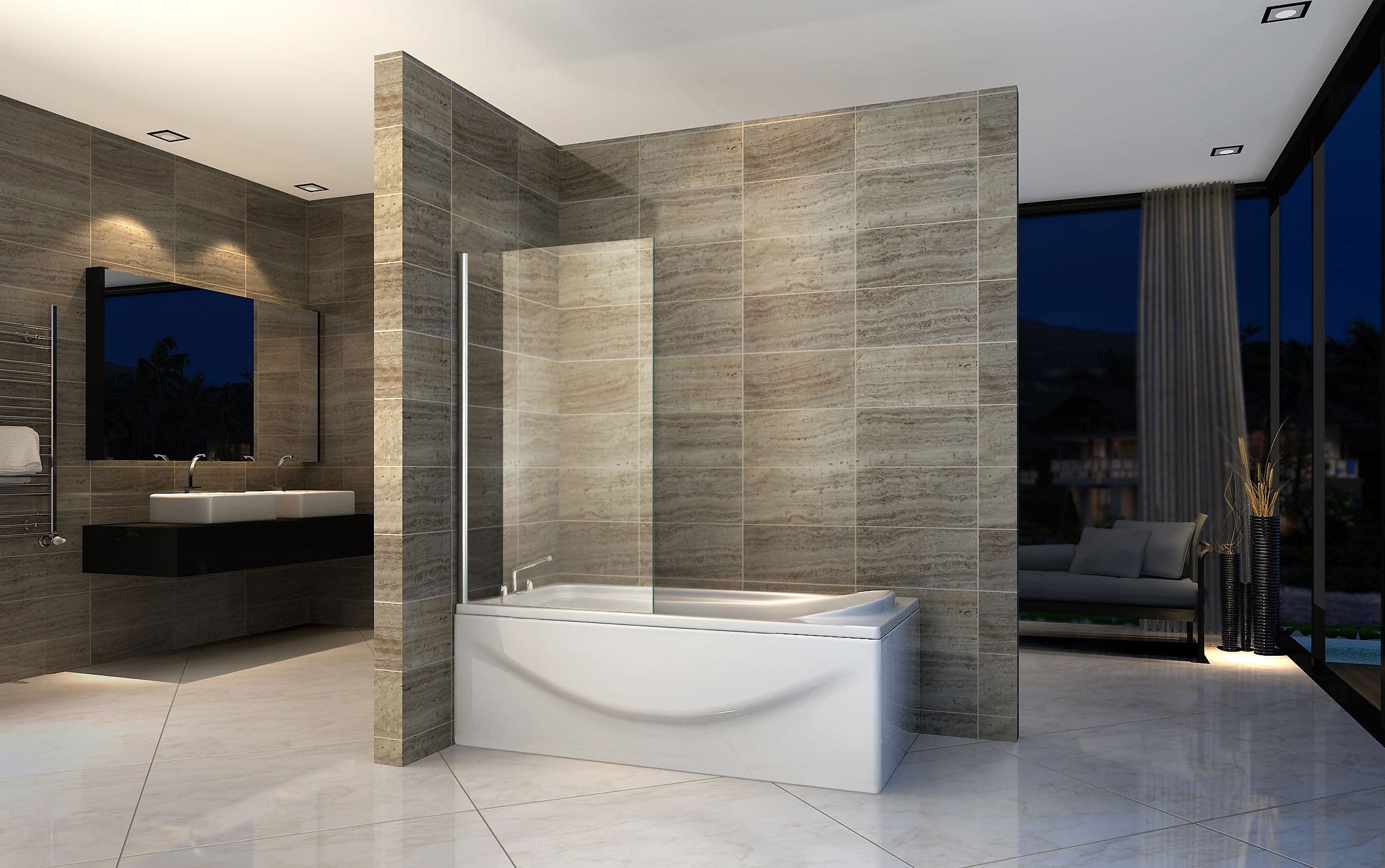 ALONI PAROI DE BAIGNOIRE – 1 PARTIE - 700X1400MM - CHROME-VERRE CLAIR vue 1