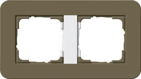 Cadre de finition Gira E3 Soft-Touch umbra avec cadre de support Blanc brillant Soft-Touch vue 1