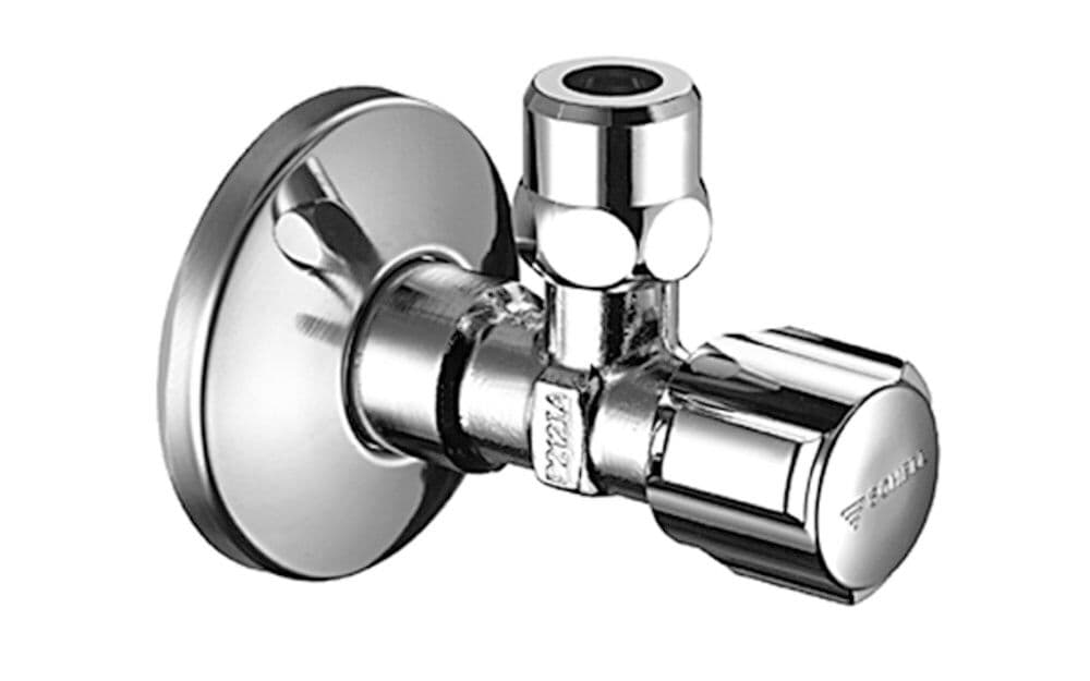 Schell robinet d'équerre avec rosace et filet auto-étanche 1/2"M x 3/8"M laiton vue 1