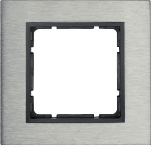 Plaque de recouvrement 1 poste Berker B.7 Inox / Anthracite vue 1