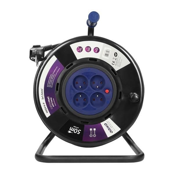 Enrouleur de câble avec 4 prises fixes, 50m PVC, H05VV-F 3 x 1.5mm² - 50m, avec un système anti - to vue 1