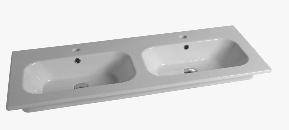 Van Marcke Cettina twin tablette porcelain avec 2lavabos 1210x465x170mm blanc vue 1