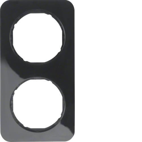 Plaque de recouvrement 2 postes Berker R.1 Noir, brillant vue 1