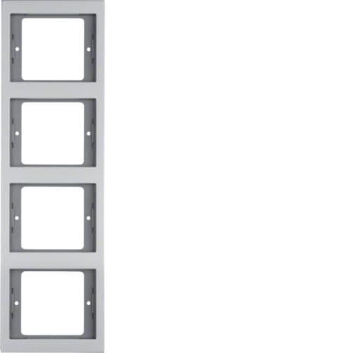 Plaque de recouvrement 4 postes pour montage vertical Berker K.5 Alu vue 1