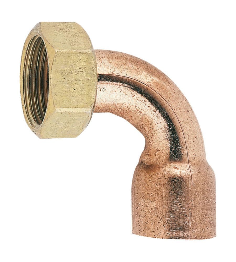 Courbe à collet avec écrou cuivre rouge D tube 18 mm 3/4 vue 1