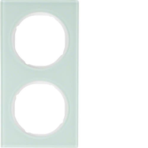 Plaque de recouvrement 2 postes Berker R.3 Verre, Blanc polaire vue 1