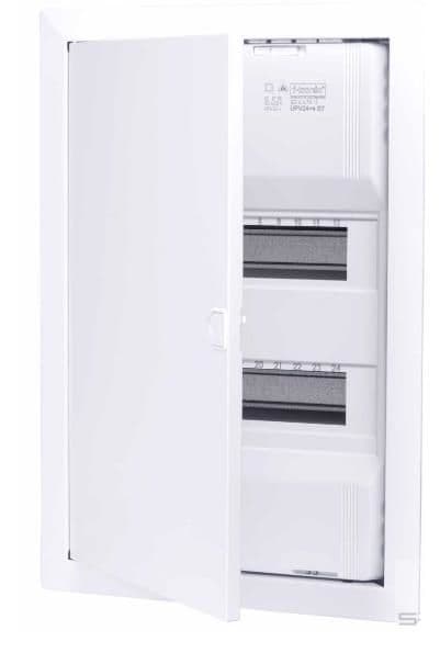 F-Tronic coffret à encastrer - 2 rangées - 24 + 4 modules avec porte métallique vue 1