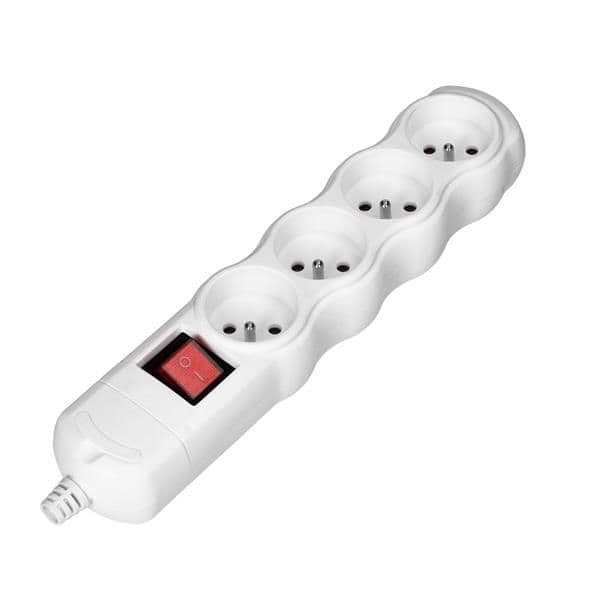 Répartiteur multiprise 4 x 2 pôles + T avec interrupteur, Blanc vue 1