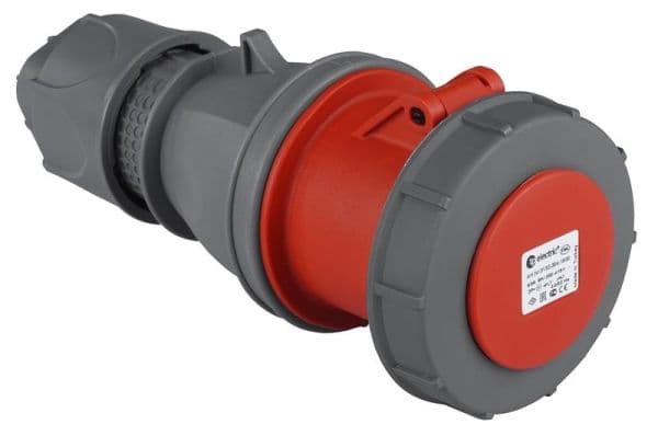 Fiche CEE femelle 5 x 125A avec contact pilote 380 - 415Vac Rouge IP67 vue 1