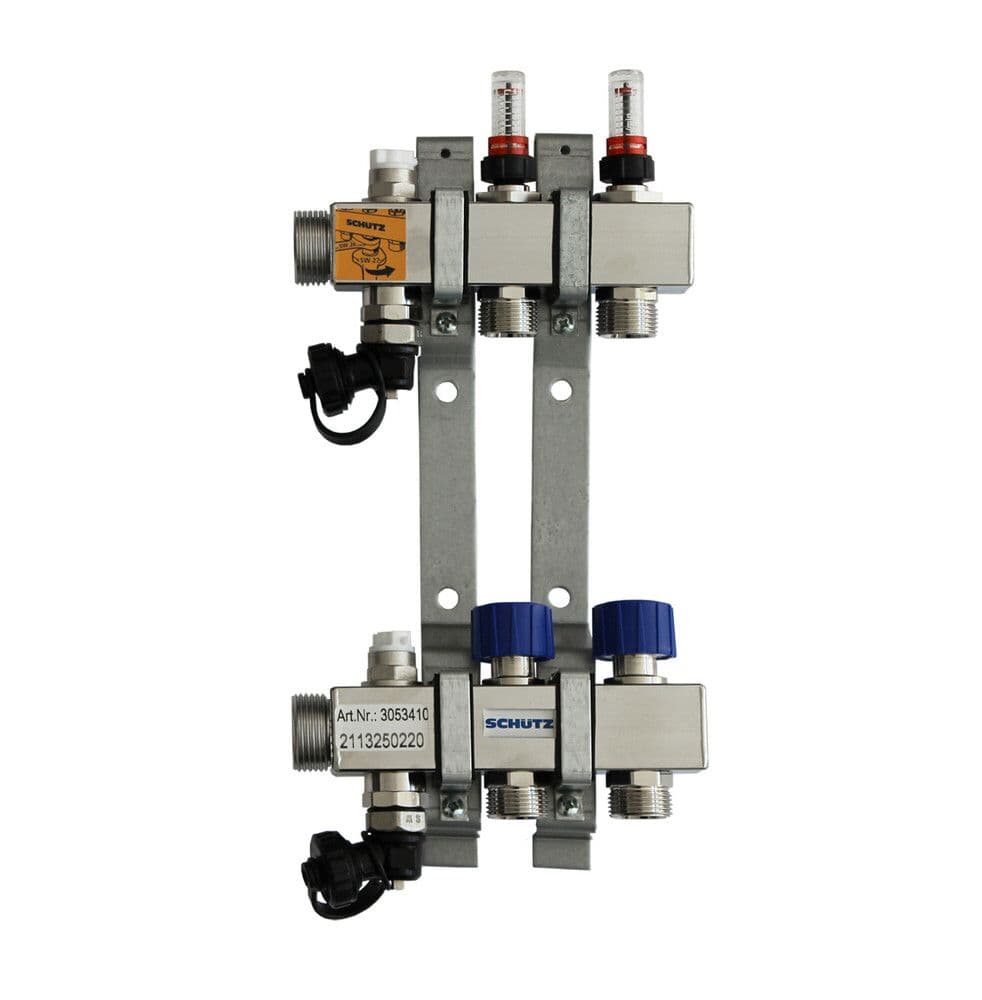Schütz Comfort 90-3 collecteur 14 circuits 770mm inox débitmètre sol chauffant vue 1