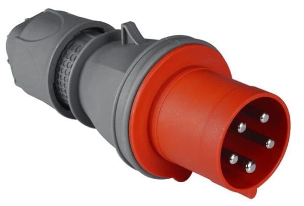 Fiche CEE mâle 5 x 63A avec contact pilote 380 - 415Vac Rouge IP44 vue 1