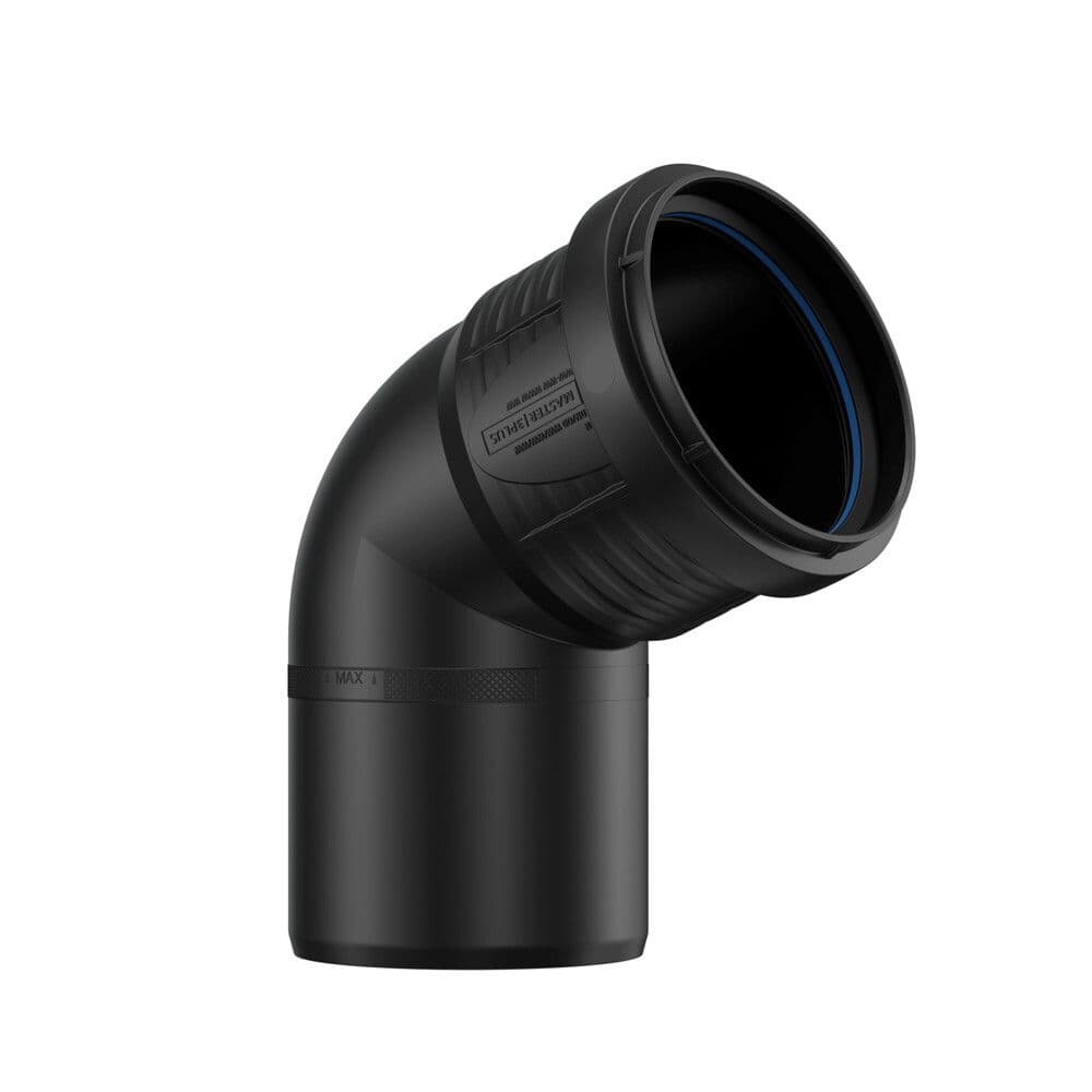 Pipelife Master 3 plus coude 67,5° MF PP noir D90 vue 1