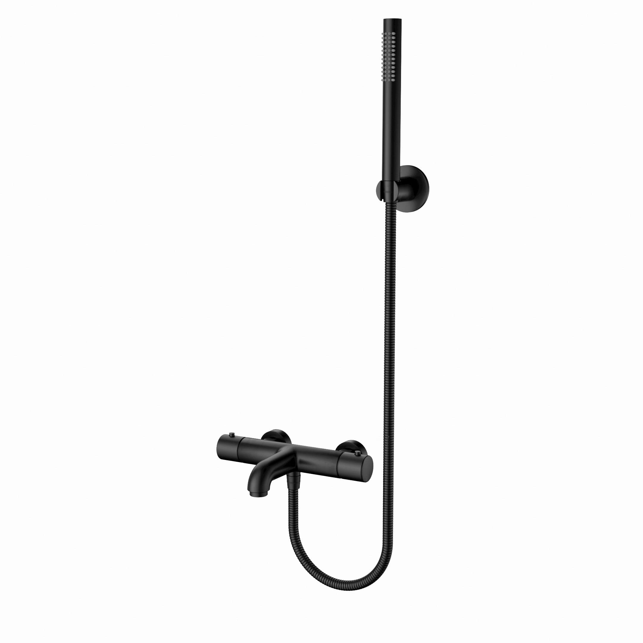 ALONI MITIGEUR BAIN ET DE DOUCHE - THERMOSTATIQUE - AVEC FLEXIBLE DE DOUCHE 150 CM, POMME DE DOUCHE ET SUPPORT MURAL - NOIR MAT vue 1