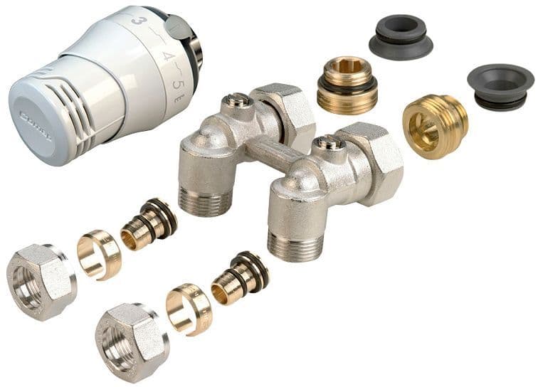 COMBINAISON ROBINETTE POUR RADIATEUR UNIVERSAL INTEGRE COMAP 1/2"-3/4"- 16MM EQUERRE vue 1